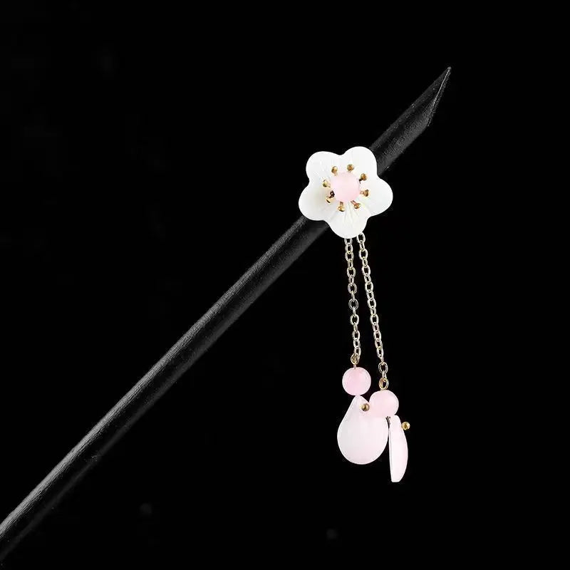Vintage 2024 Wooden Hair Stick With Tassel Chinese Winding Flower Hairpin
