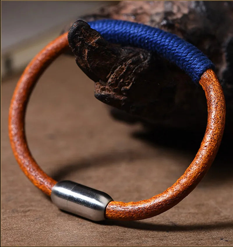 Tibetan Style Handwoven Leather Rope Bracelet for Couples