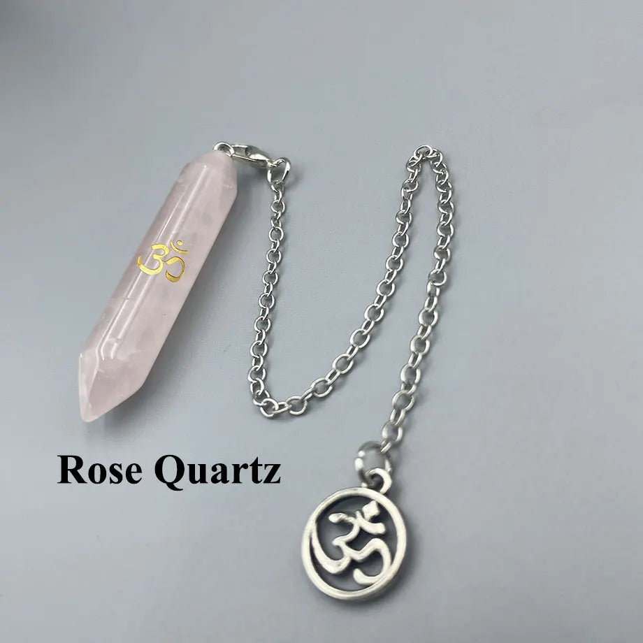 Mystic Fluorite Amethyst Crystal Pendulum Necklace for Divination and Reiki