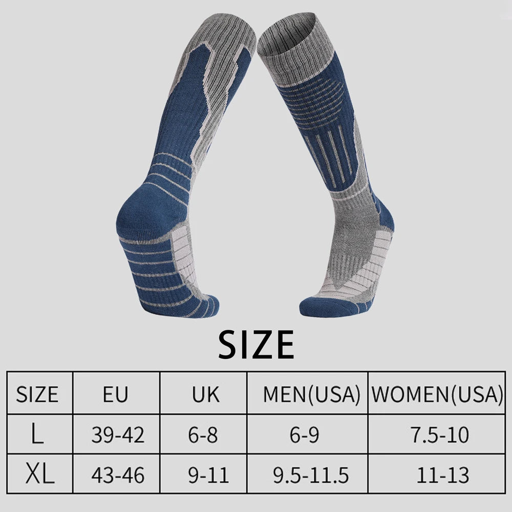 Men Thick Cotton Ski Socks Knee High Thermal Outdoor