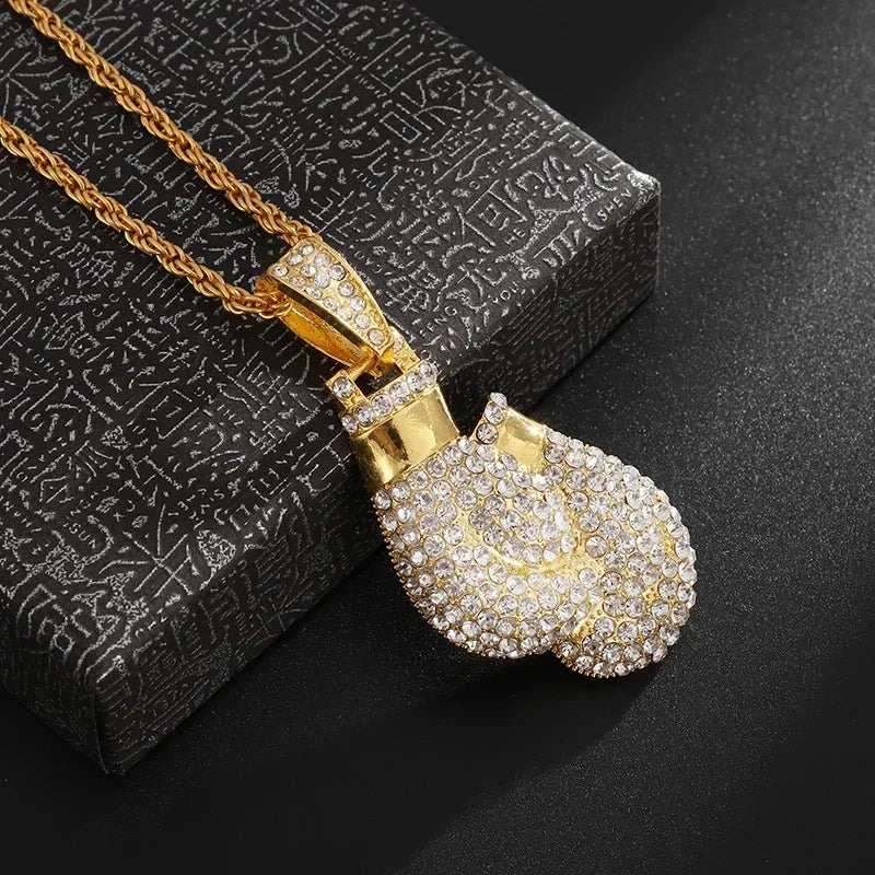 Cubic Zirconia Hip Hop XO Pendant Necklace for Men and Women