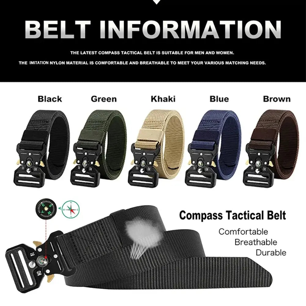 Men's Belt Outdoor Multi Function Compass High Quality Canvas