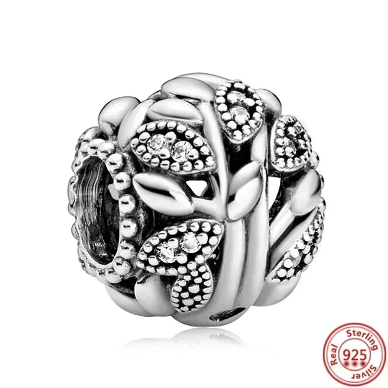 925 Sterling Silver Heart Family Tree Snowflake Animal Charms Beads for DIY Bracelet Women Jewelry Gift
