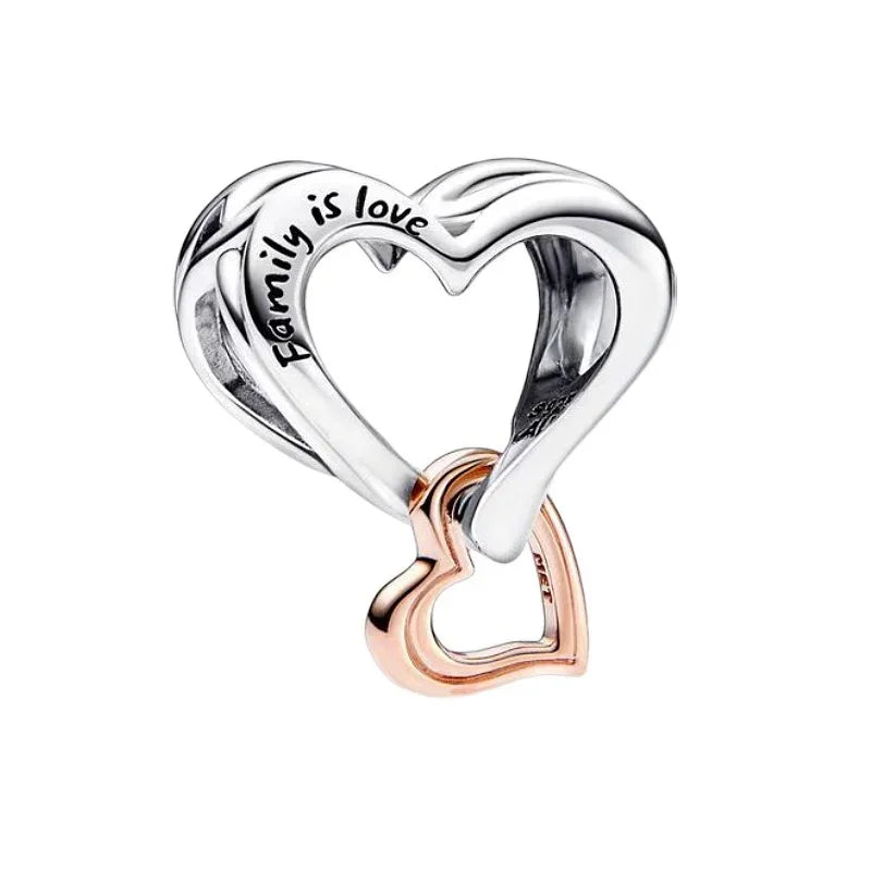 925 Sterling Silver Golden Heart Star Beads Charms for DIY Bracelet and Necklace Gift for Women Mother and Sister