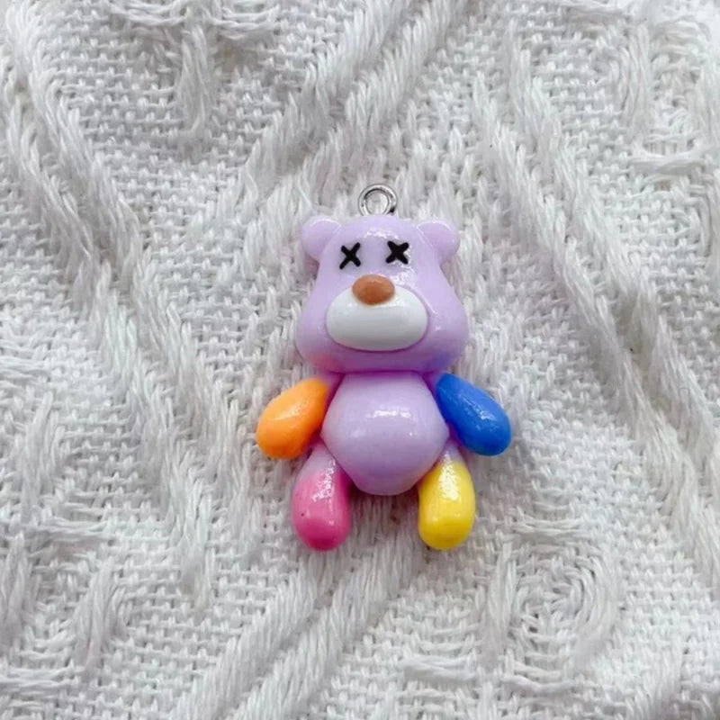 3D Resin Cartoon Bear Charms Set for DIY Jewelry Crafting