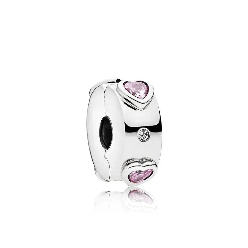925 Sterling Silver Pink Flower Balloon Coffee Cup Charm Beads for DIY Bracelets Perfect Gift for Women AMC0240