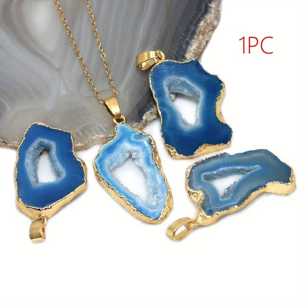 Natural Healing Agate Crystal Pendant Necklace for Women - Reiki Chakra Jewelry Gift