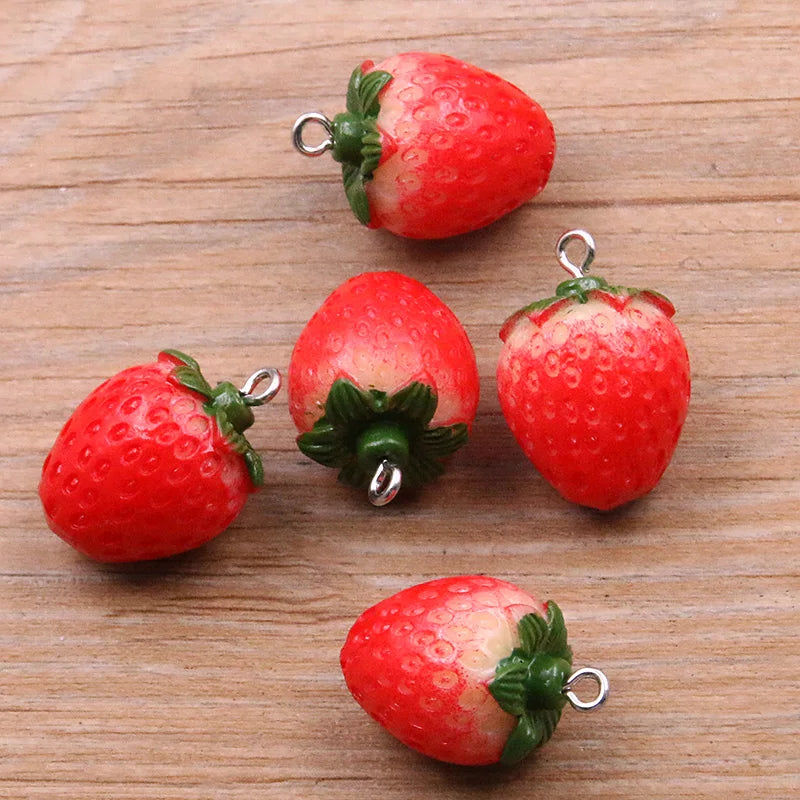 Charming 3D Resin Strawberry Charms for DIY Jewelry and Gifts