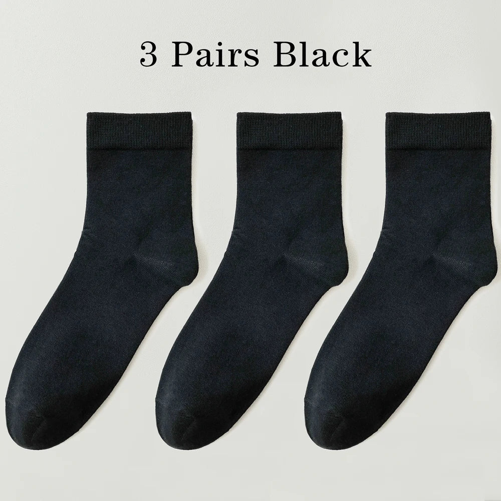 3 Pairs High Quality Mens Business Socks Breathable Cotton
