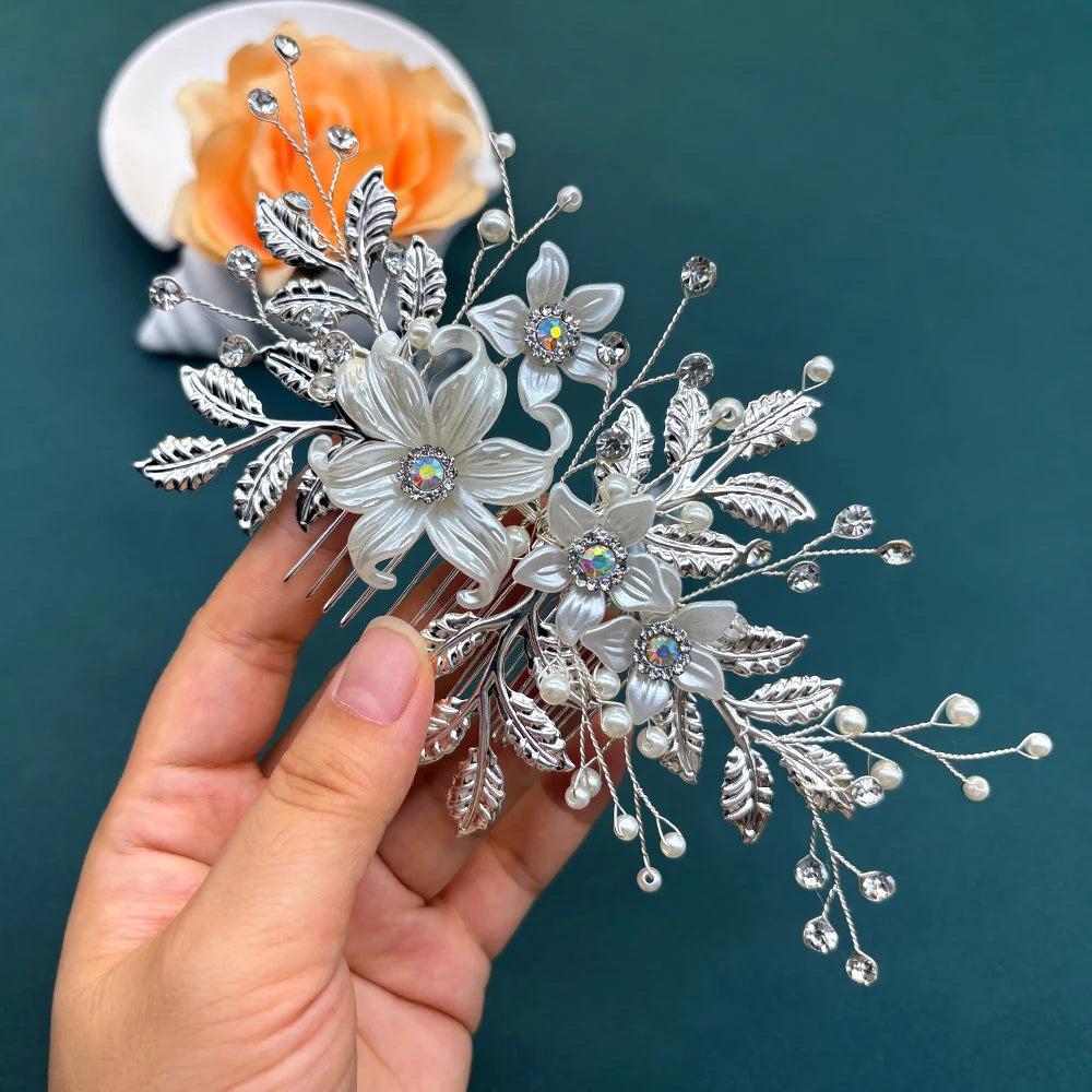 Elegant Crystal Bridal Hair Comb Silver Gold Wedding Headpiece for Women