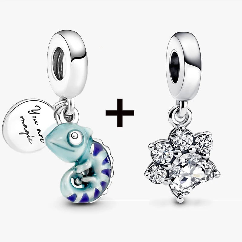 Chameleon and Turtle Pendant Beads for Charm Bracelets Jewelry Gift BD39