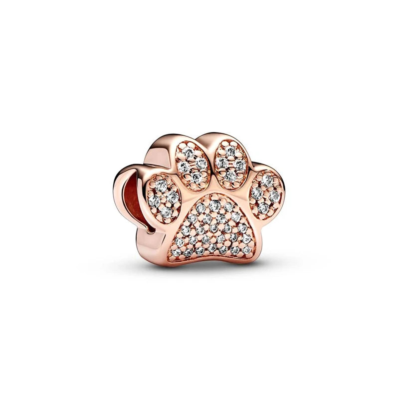 Sparkling Rose Gold Family Tree & Flower Charm Bead for European Silver Bracelet YY0178