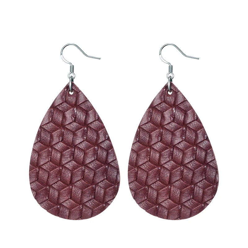 Elegant Faux Leather Teardrop Earrings for Women Lightweight Dangle Fashion Jewelry