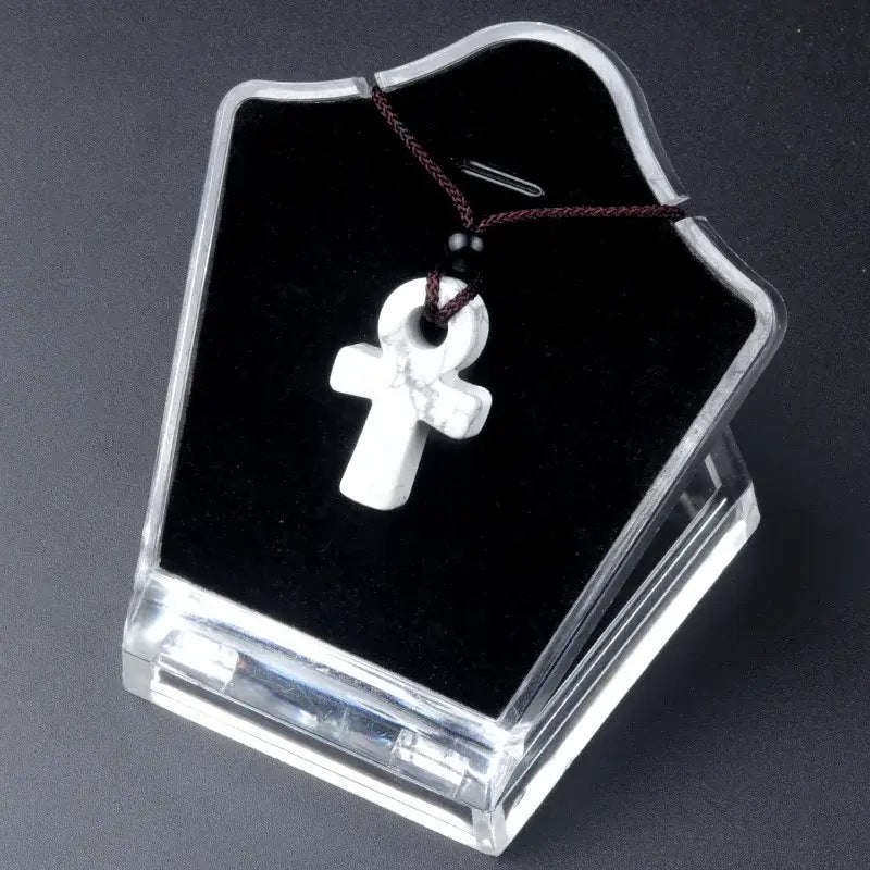 Ancient Egyptian Ankh Cross Agate Amulet Necklace Howlite
