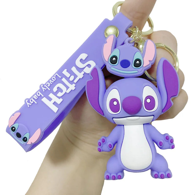 Kawaii Anime Disney Keychain Set Featuring Mickey Mouse, Minnie, Lilo & Stitch