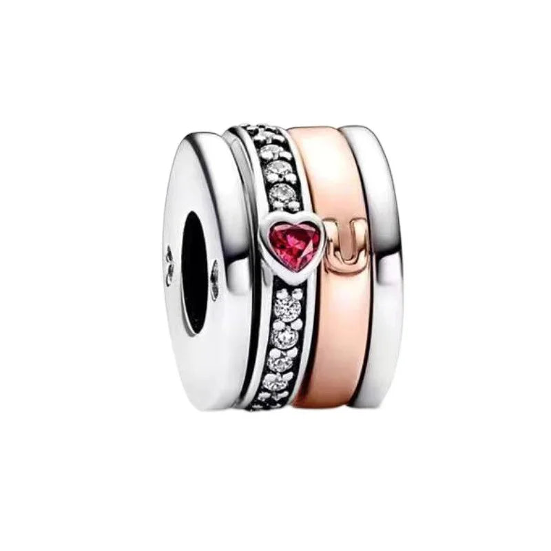 925 Sterling Silver Colorful Snowflake Heart Lock and Key Charms for DIY Necklace and Bracelet Jewelry Gifts