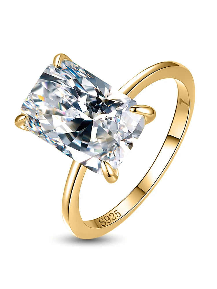 925 Sterling Silver Zircon Rectangular Engagement Ring for Women Luxury Wedding Fine Jewelry