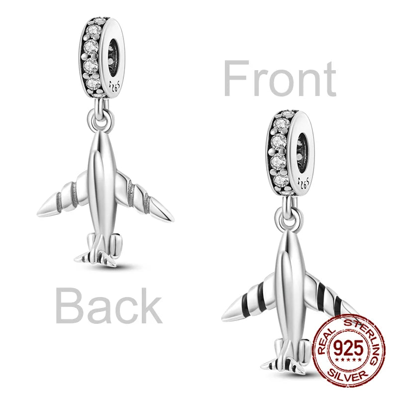 Inlaid Zircon Heart Charm Beads 925 Sterling Silver Dangle for Bracelets SMC2893