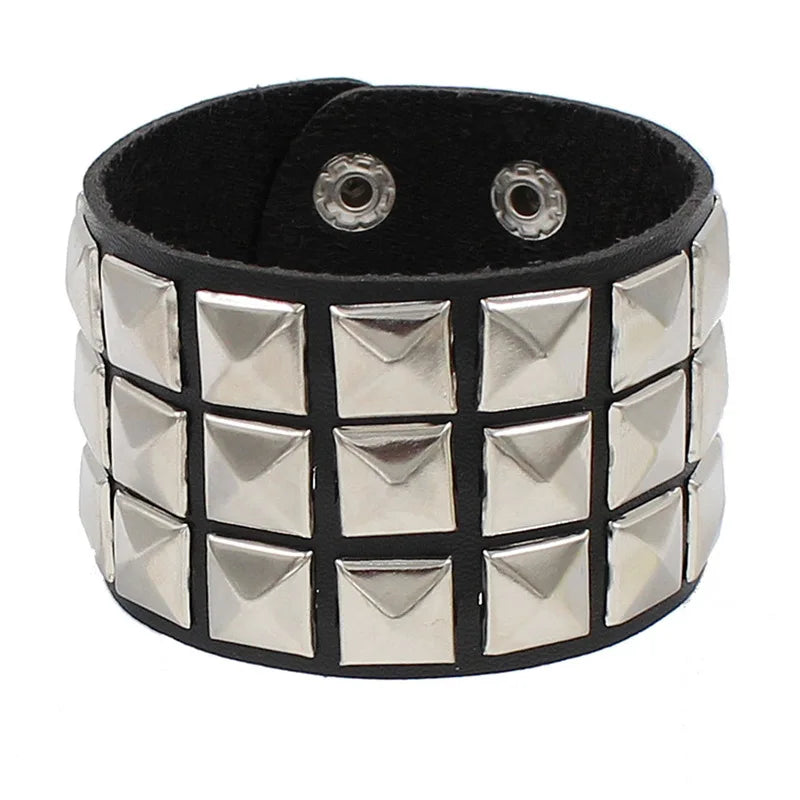 Gothic Punk Cat Heart Leather Bracelet For Women And Men