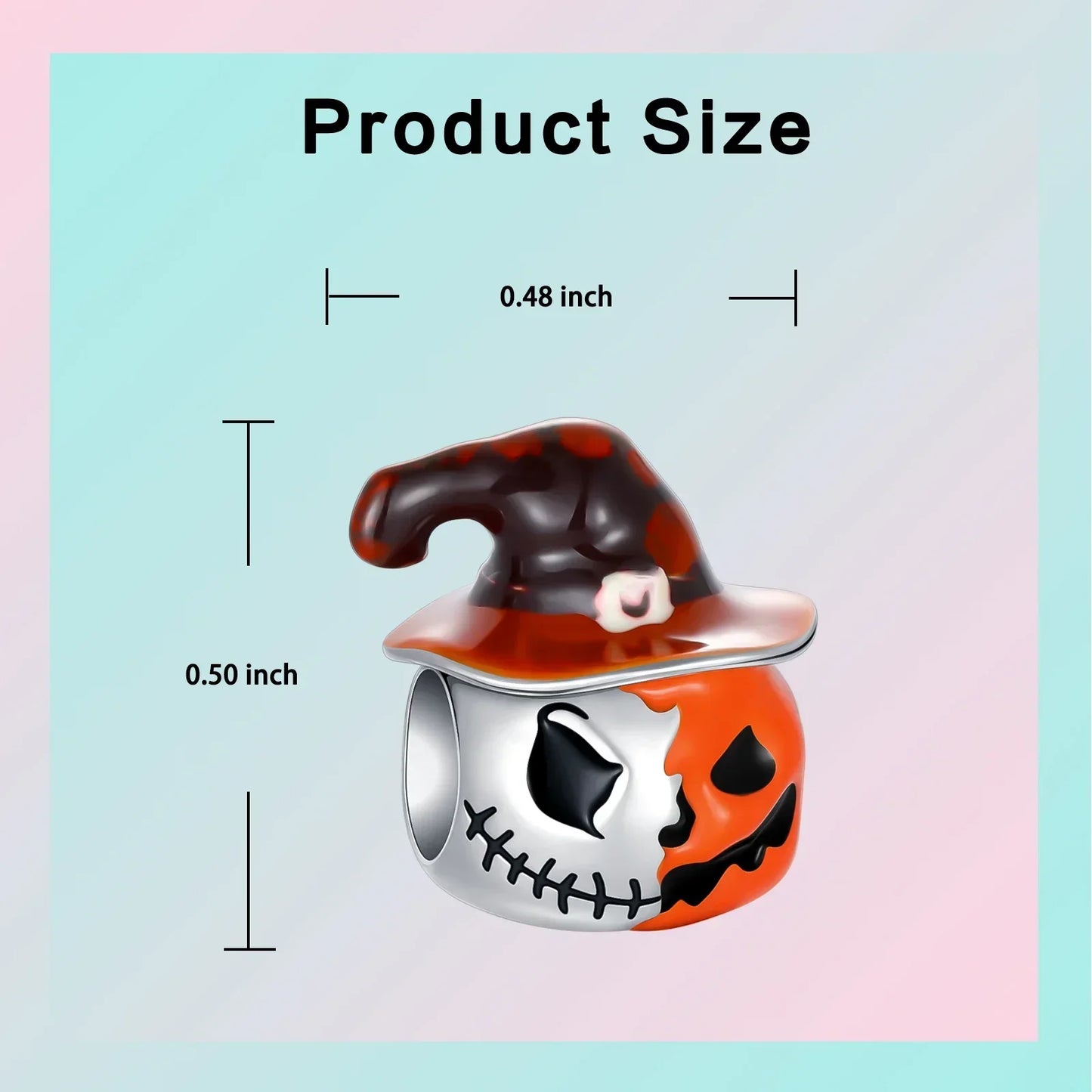 925 Sterling Silver Halloween Charms Set Pumpkin Skull Witch Ghost Beads for Bracelet Necklace Jewelry