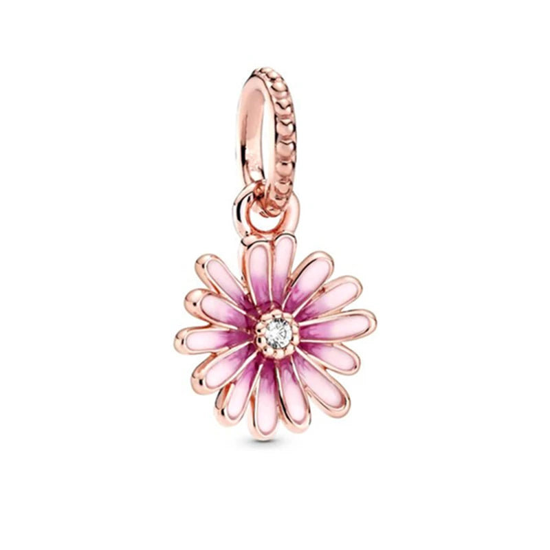 Sparkling Rose Gold Family Tree & Flower Charm Bead for European Silver Bracelet YY0153