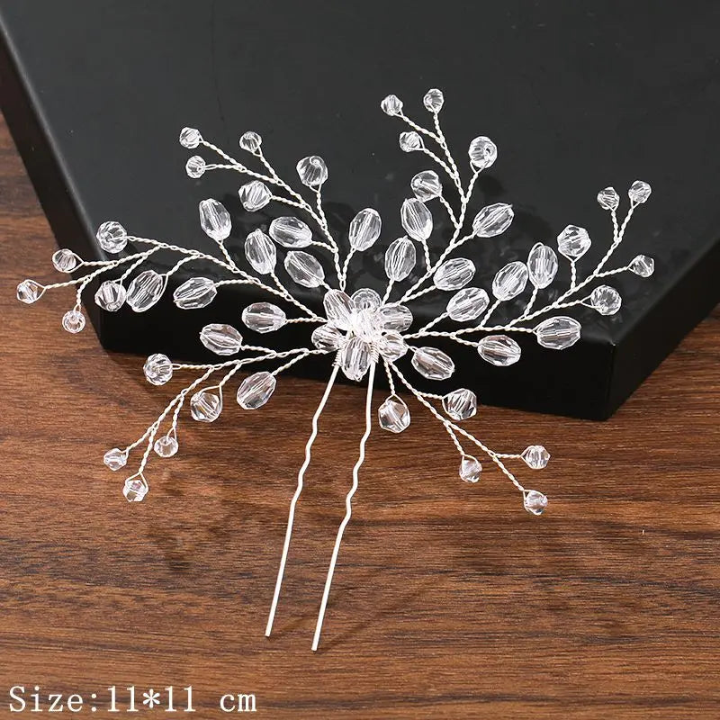 Elegant Pearl Rhinestone Flower Hair Pins for Women Wedding Accessories