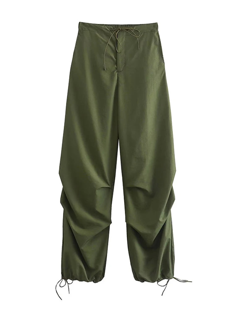 Women Parachute Cargo Pants High Waist Jogger Boot Cut