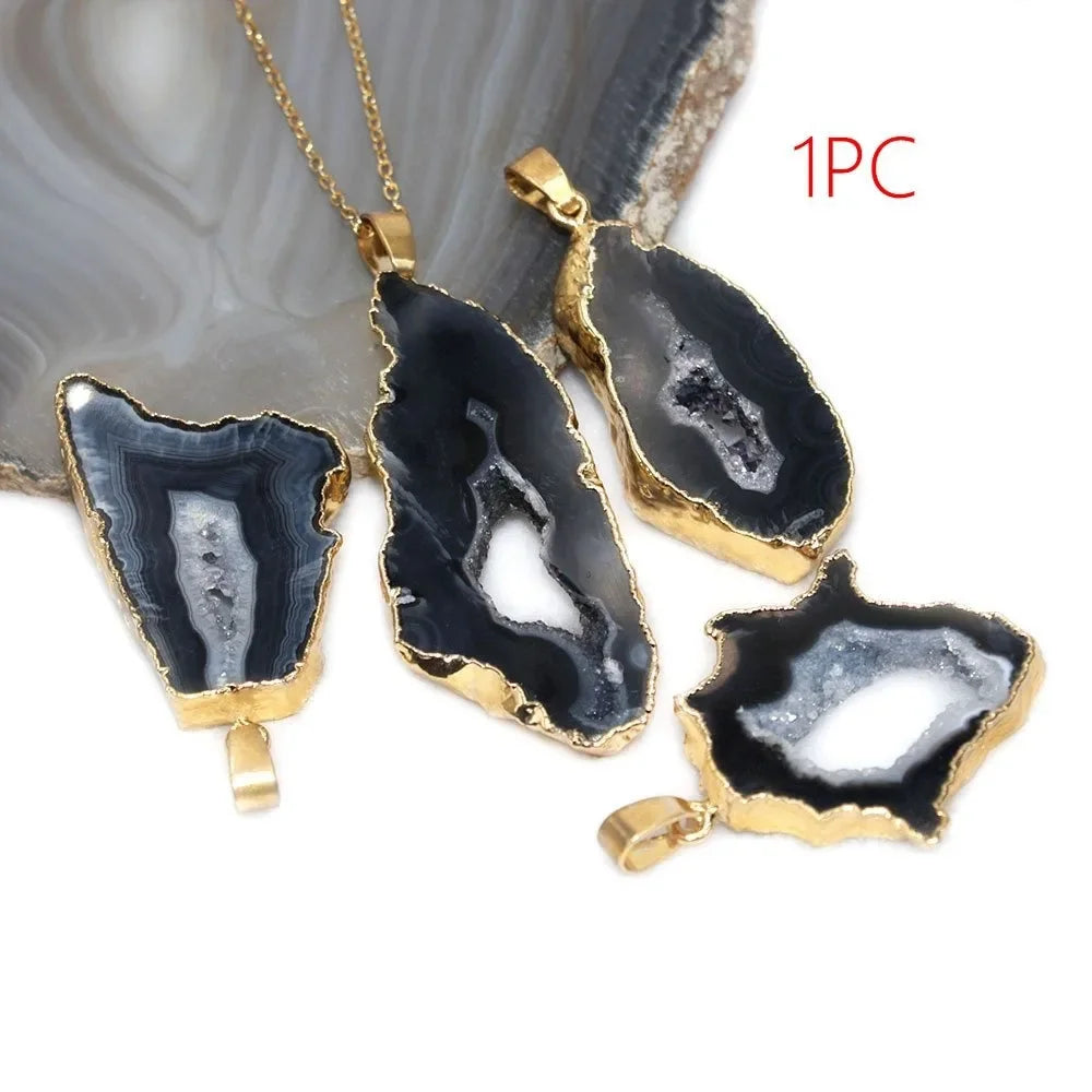 Natural Healing Agate Crystal Pendant Necklace for Women - Reiki Chakra Jewelry Gift