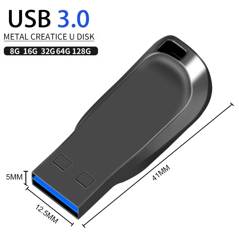 Metal Rod USB Flash Drive 3.0 High Speed 128GB 64GB 32GB 16GB 8GB Waterproof Creative Pendrive with Free Stick Pen
