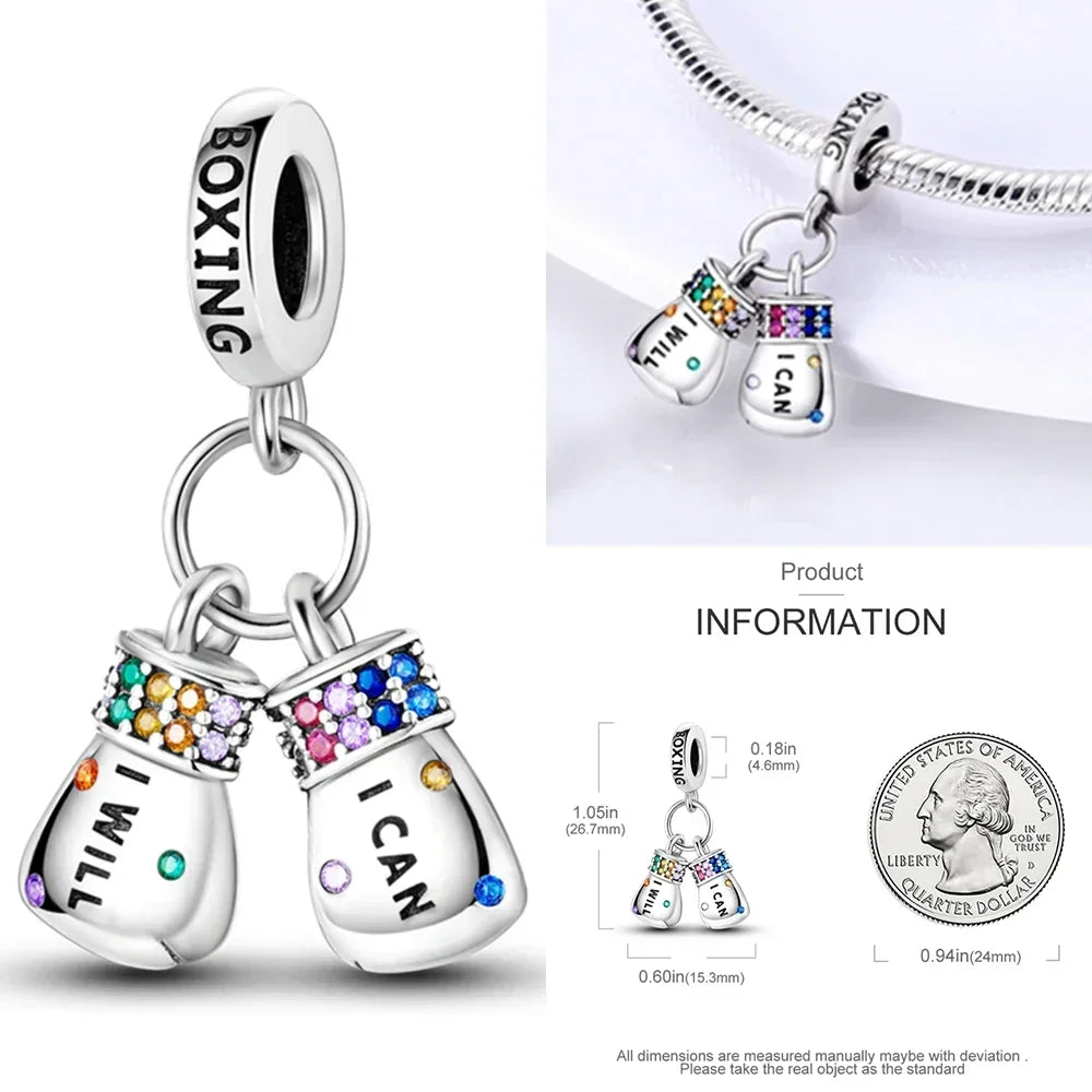 Original 925 Sterling Silver Magic Cube Charm Bead Pendant with Zircon for Bracelet and Necklace Jewelry