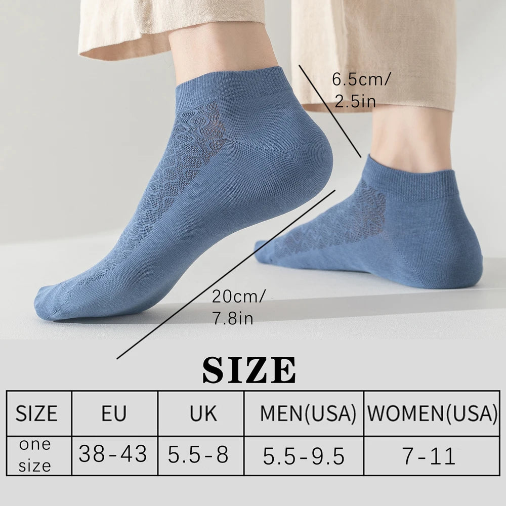 Men Cotton Ankle Socks 3 Pairs Breathable Mesh Lightweight