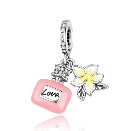 925 Sterling Silver Colorful Infinite Heart Flower Charms with Zircon for Pendant Bracelet Necklace DIY Fine Jewelry