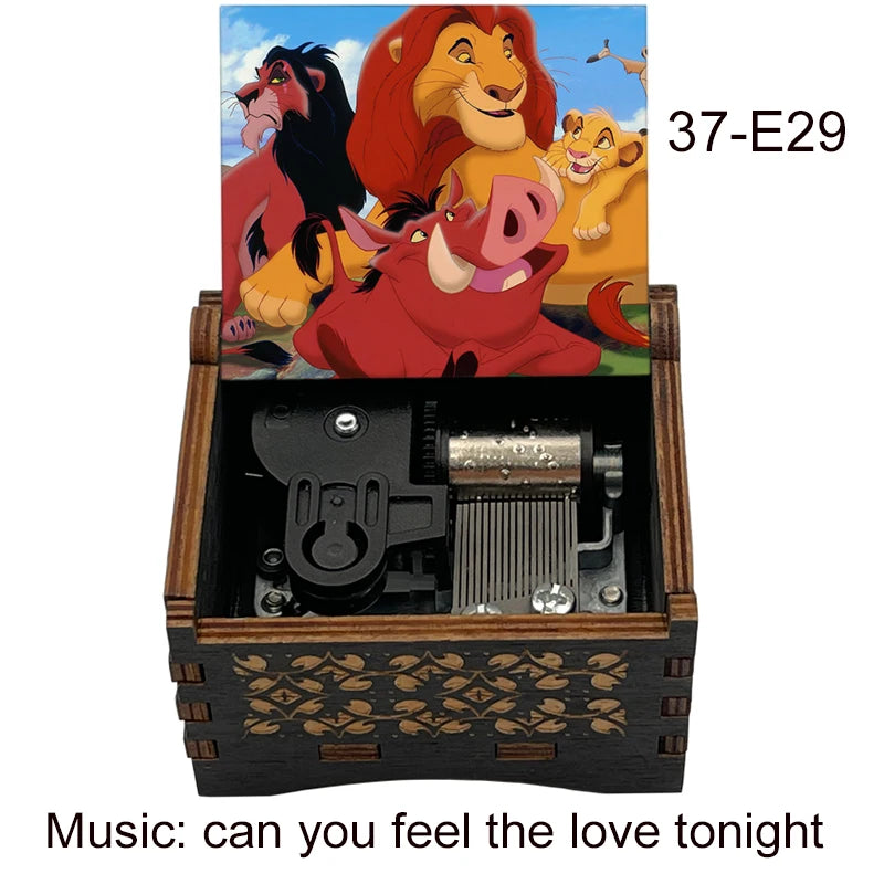 Lion King Wooden Music Box with Can You Feel the Love Tonight Melody for Kids Birthday Party Gift