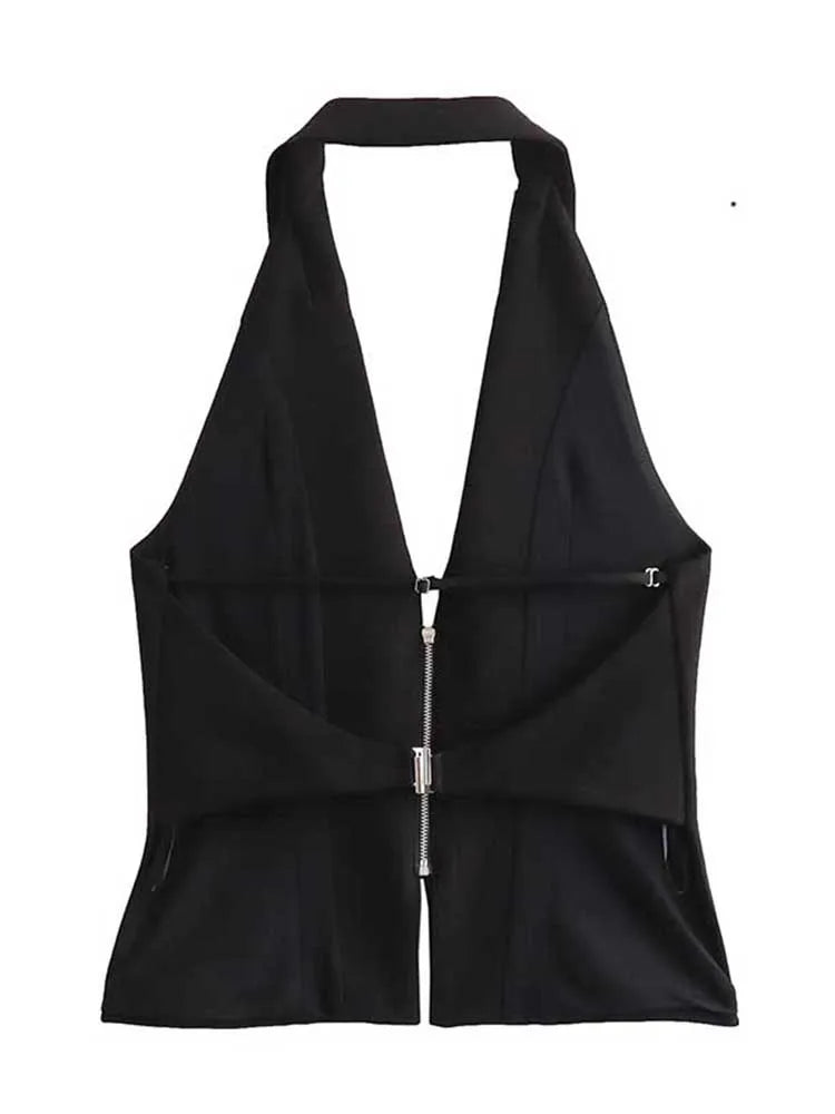 Chic Backless Halter Corset Top For Women With Side Zip