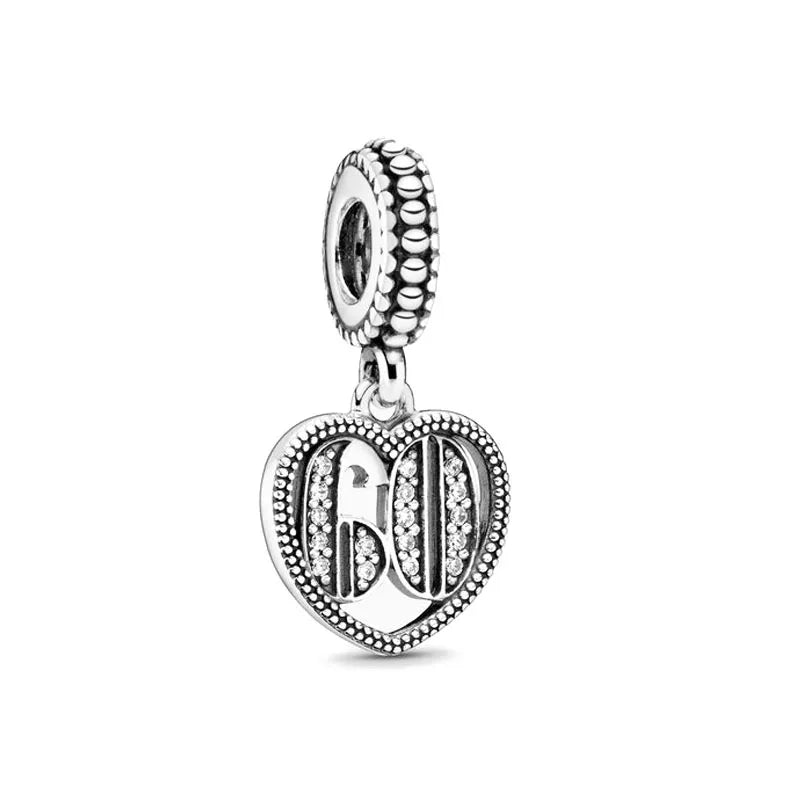 European 925 Sterling Silver Birthday Celebration Pendant Charm Bead for Women Bracelet and Necklace