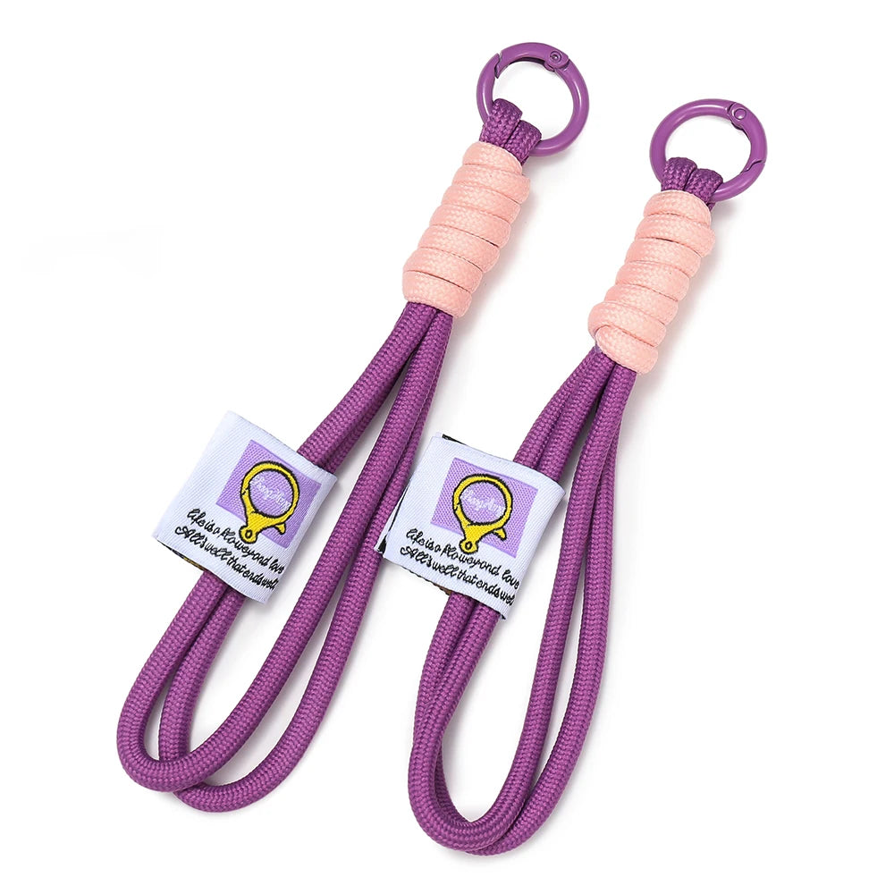 Iridescent Braid Rope Keychain Carabiner for Backpack and DIY Jewelry