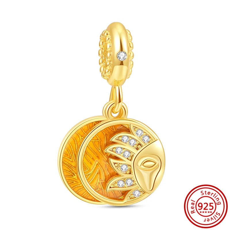 925 Sterling Silver Zodiac Pendant with Colorful Zircon for Charm Bracelets N695 3mm-4mm