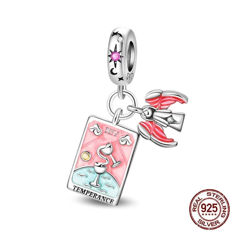 925 Sterling Silver Tarot Hourglass Bead Charm For Bracelet