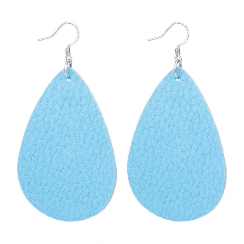 Elegant Faux Leather Teardrop Earrings for Women Lightweight Dangle Fashion Jewelry