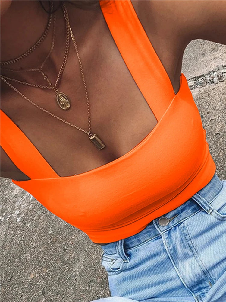 Square Neck Sleeveless Summer Crop Top White Cotton