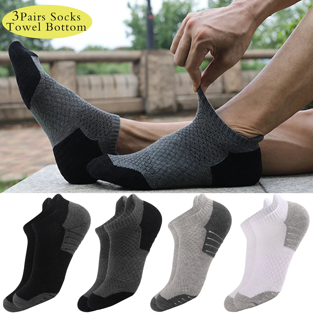 3 Pairs Cotton Thickened Sports Socks Breathable 35 To 50