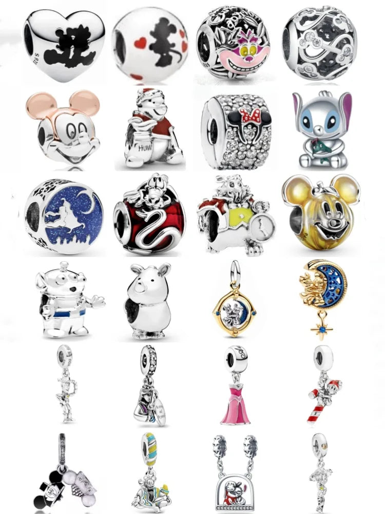 925 Silver Teddy Bear Beads and Mouse Pendant for European Original Bracelet DIY Exquisite Jewelry