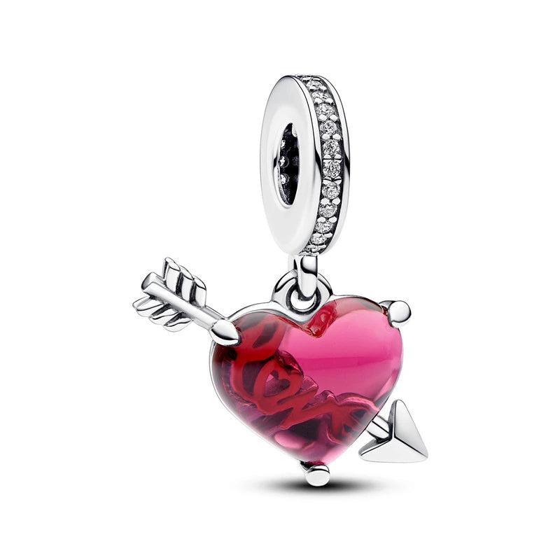 Hot Pink Murano Glass Charm Bead For 925 Bracelet Pendant