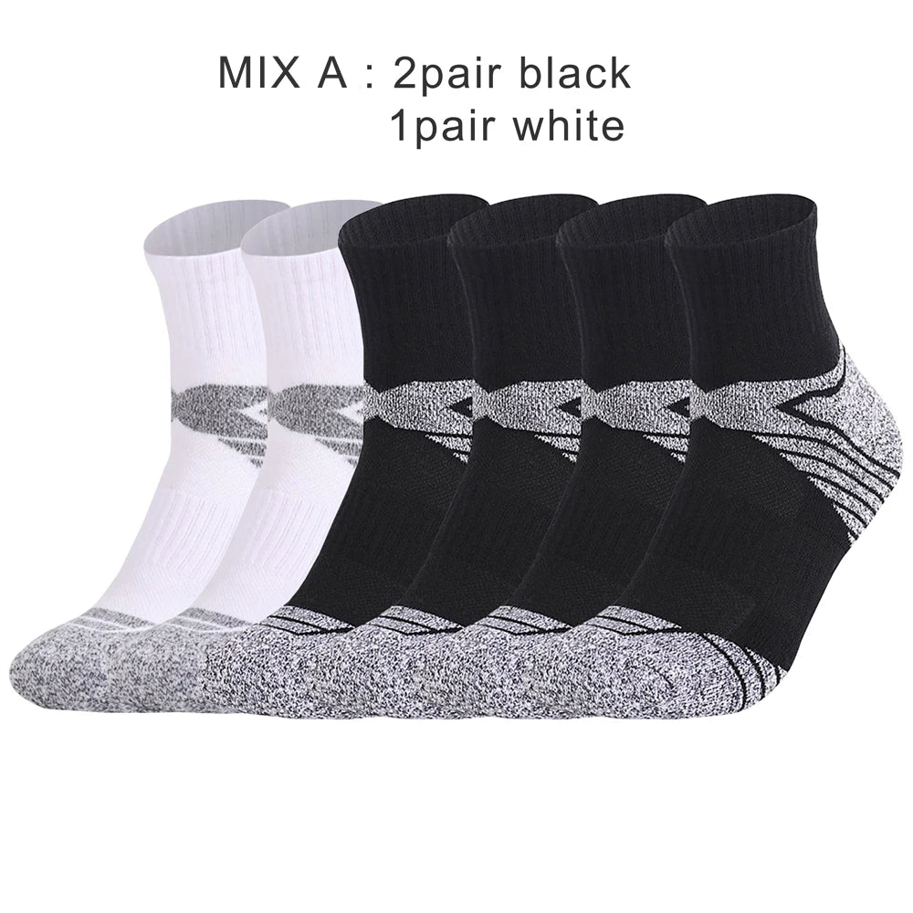 3 Pairs Unisex Thick Sole Moisture Wicking Running Socks