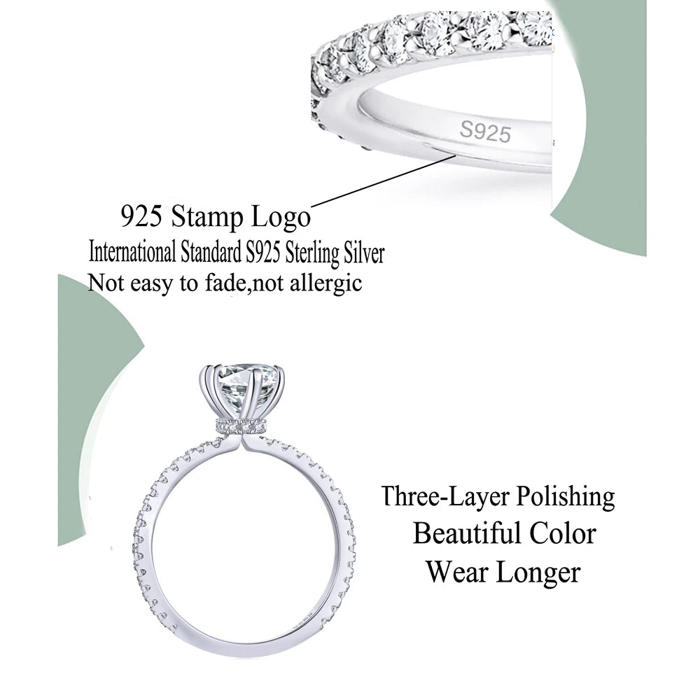 QooLady Dazzling 925 Sterling Silver Marquise Cut Cubic Zircon Wedding Engagement Ring for Women Fine Jewelry