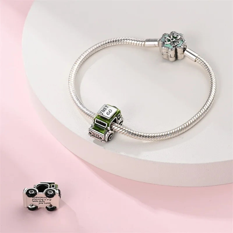 Sterling Silver Sports Car Motorcycle Charm Beads for DIY Jewelry Making