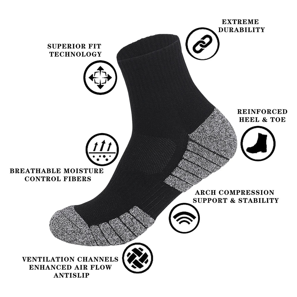 Thermal Terry Trekking Socks Men Non Slip Seamless Toe
