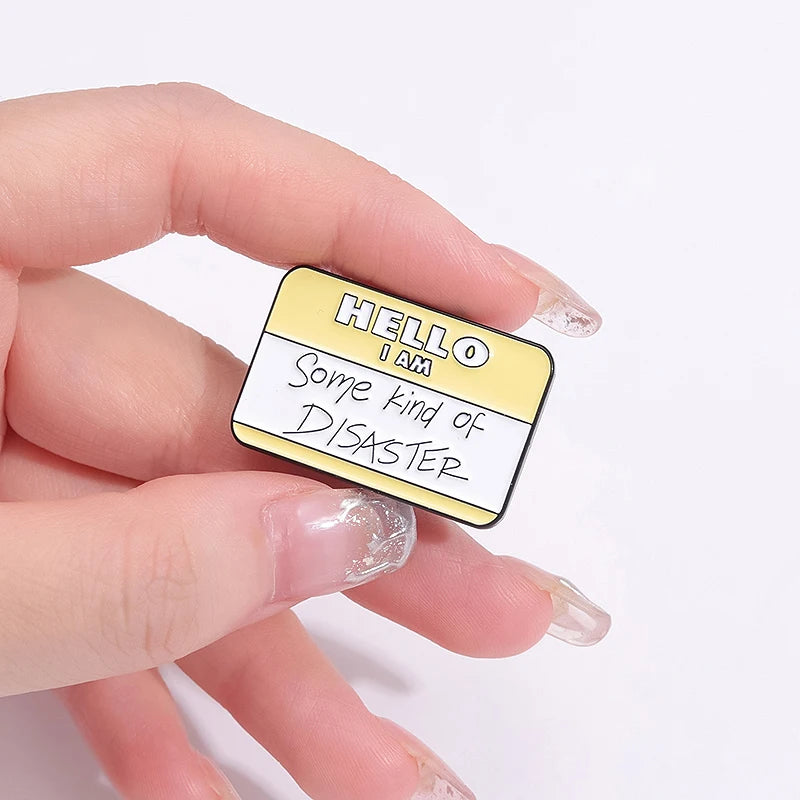 Quirky Anxious Dialog Enamel Lapel Pins for Unique Fashion Statements