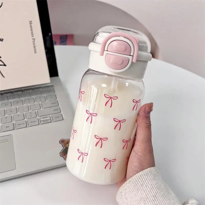 Kawaii Pop Up Straw Water Bottle Leak Proof BPA Free
