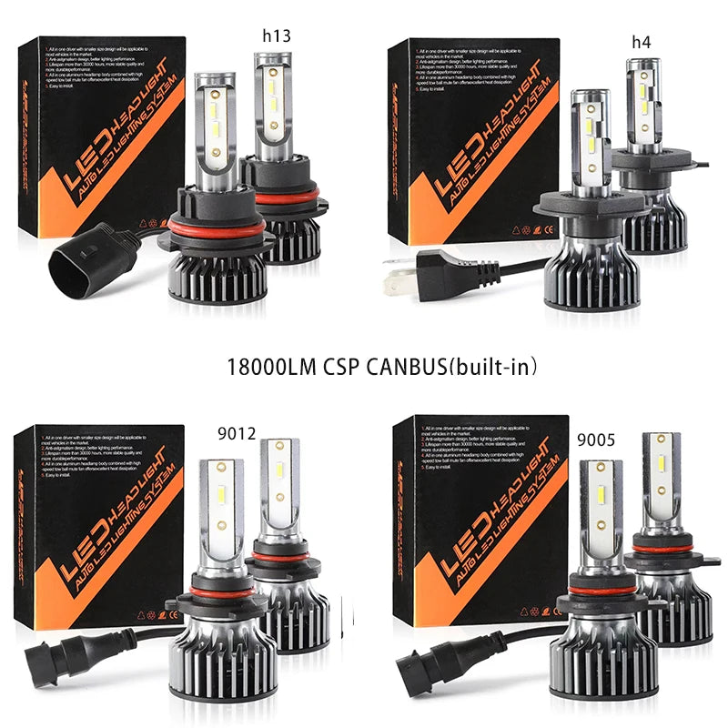 Heyword 26000 Lumen 160W 1860 CSP Chip Universal Car LED Headlights with Adjustable Color Temperature 3000K 4300K 6000K 8000K Compatible with H1 H4 H7 H11 9005 Fog Lights